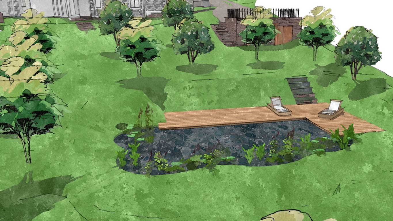 Design of a swimming pond in a garden